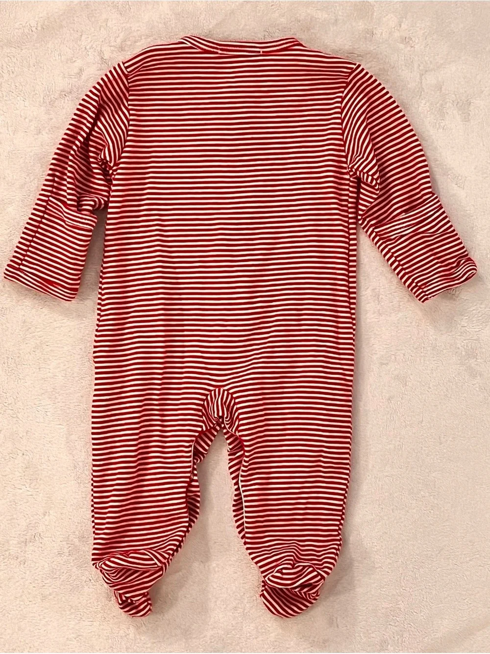 Kissy Kissy Baby Red Striped Footed Pajamas Newborn Pima Cotton